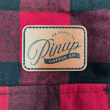 plaid flannel shirt red with patch