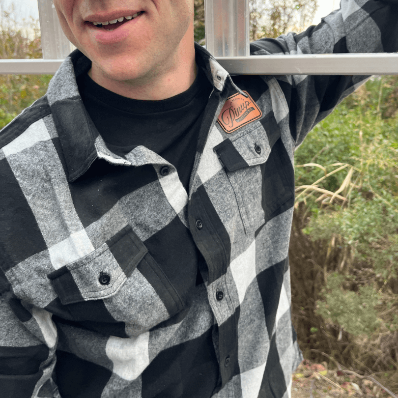 Plaid Flannel Long Sleeve Shirt - Black / Grey - Pinup Coffee Co