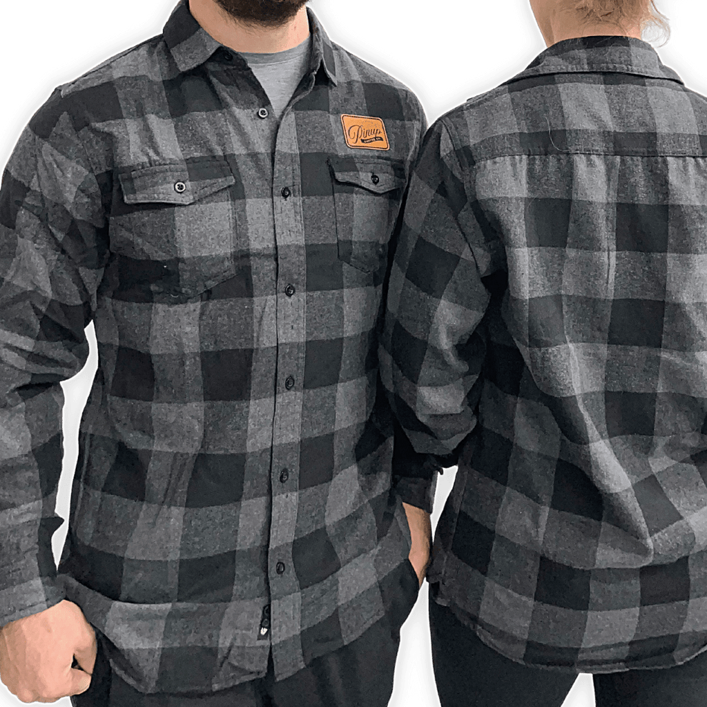 Plaid Flannel Long Sleeve Shirt - Black / Grey - Pinup Coffee Co